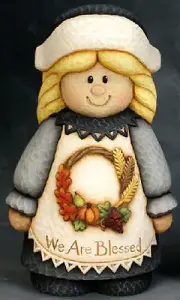 Ceramic Bisque Ready to Paint Whittled Girl Pilgrim