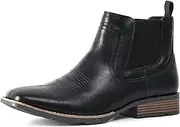 [IXU] Cowboy Boots For Men Square Toe Ankle Boots Western Chelsea Boot Casual Dress Slip On Men Shoes