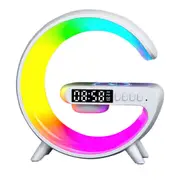White RGB Alarm Clock Night Light Bluetooth Speaker Wireless Charger - G Lamp