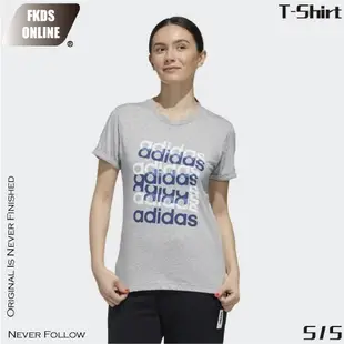 ADIDAS 愛迪達 休閒系列女款滿版LOGO 3D設計修身短T 休閒運動短袖 短袖 短T FM6156 廠商直送