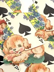 VTG Tally Card Ace of Spades Dog Unused Ameri-Card Ephemera Junk Journal Kitschy
