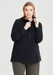 [Taking Shape] Taking Shape Polar Fleece 1 / 2 Zip Top Size 18 in Black - Plus Size Women's Clothing Black