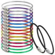 16 Pcs Stainless Steel Wire Ring Large Key Hoop Bag Tag Cable Loop Keychain