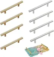 Minelife 8 Pieces Silicone Resin Tray Handles, Stainless Steel Resin Tray Molds Handles for Silicone Serving Tray Mold Cabinet Kitchen Drawer(Gold & Silver)