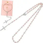 [BESPORTBLE] Crucifix Necklace for Women Rosary Beads with Cross Pendant Durable Lightweight Design for Catholic Prayer Includes Stylish Pouch
