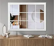 Elegant Collections White Hampton's Window Style Medium Rectangular Mirror