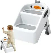 Ruhnjyg Bathroom Step Stool for Toddler - Toddler Bathroom Step Stool 2-Step Folding Step Stool,Portable Toddler Toilet Step Stool Child Step Stool for Kitchen Bathroom