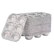 6-Cup Aluminum Foil Muffin Pans for Baking Cupcakes Muffins Mini Pies, 20 Pack
