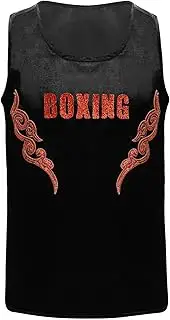 [Lejafay] Boys Boxer Boxing Tank Top Kids Sequin Applique Letter Printed Vest Sparkly Sleeveless T Shirt