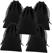 Veemoon 5pcs Multifunctional Flannel Drawstring Storage Bag for Hair Dryer Jewelry and Durable Lint Material Easy Open Close with Strong Drawstrings Black