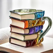 Painted Book Mug, 2025 Novelty 3D Painted Books Coffee Mug, Collection Gifts for Literature Lovers, Add a Wonderful Literary Flair to Your Beverage B