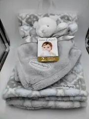 Blankets and Beyond 2 Pc Lovey Blanket Teddy Bear Baby Plush Doll Nursery