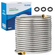 60FT Metal Garden Hose Stainless Steel - Kink-Free Flexible Water Hose with S...