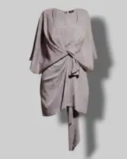 $245 Aidan Mattox Women's Gold Draped Keyhole-Front Mini Kimono Dress Size 12