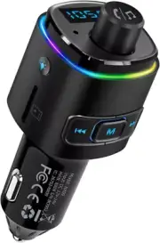 Nulaxy Bluetooth FM Transmitter for Car, QC3.0 Fast Charge Black