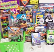 NEW HOT WHEELS EASTER TOY GIFT BASKET GRAVE DIGGER TRUCK TOYS BIRTHDAY PLAY SET