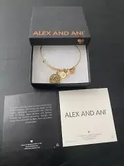 Alex And Ani Mom Flower Charm Bracelet Gold Tone
