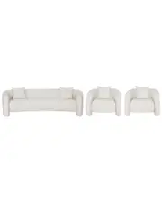 Manhattan Comfort 3pc Modern Sylvia Tweed 103.5in Sofa & 2 Accent Chairs with Accent Pillows