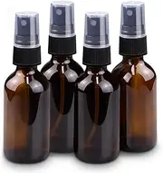 Wedama 4 oz Mini Glass Spray Bottles, Empty Small Spray Bottles with Funnel Dropper, Fine Mist for Hair, Travel, Plants, Cleaning Solutions and Skin Care (4 Pack Amber)