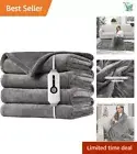 Luxurious Soft Flannel Heated Blanket 50"x60" with 4 Heat Levels - Light Grey