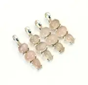 WHOLESALE 4PC SOLID STERLING SILVER PINK ROSE QUARTZ CHAIN PENDANT n095