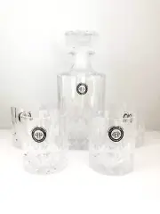 Fitz and Floyd Portland 5 Pc Set NIB Whiskey Decanter Matching DOF Glasses NEW