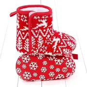 Amosfun Christmas Shoes Soft Sole Baby Shoes Cotton Toddler Boots Thin Bottom Learner Shoes