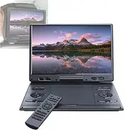 Portable DVD Player, 10.5" Large HD Screen, Free Rotation, Power Outage Memory+Sync TV/Projector, Support DVD/SD/USB, Kids Travel Entertainment,Black