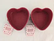 The Bake Shop Red mini Springform Cake Pan Heart Shape Nonstick Steel Set of 2