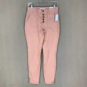 NEW! Joie High Rise Jeans 27 (28x27) Womens Pink Skinny Button Fly Maxine Park