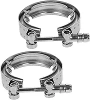 2pcs Vehicle Clamp Clamps Pipes Clamp Universal Exhaust Clamp Exhaust Tacking Band Clamp Pipe Support Bracket Hanger Auto Exhaust Hanger Silver Stainless Steel