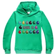 7-16 Years Kids Teens Among Us Impostor Top Hoodie Hooded Pullover Sweatshirt Top - SNNGV Green 7-8 Years