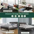 Zinus Queen Bed Frame Double King Single Base Platform Fabric Drawer Storage