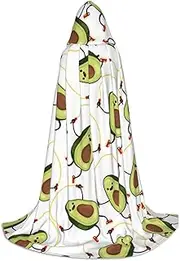 Funny Cartoon Avocados Print Hooded Cloak Unisex Gothic Costume Carnival Theme Parties Vampire Festive Decor