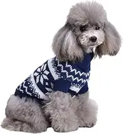 BCOATH Pet Turtleneck Sweater Christmas Dog Clothes Festive Snowflake Print Knitted Pet Sweater Warm and Comfortable for Winter