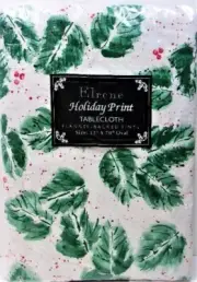 Elrene Holiday Print Tablecloth Flannel Backed Vinyl, Oval 52" x 70"
