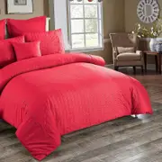 Fabric Fantastic Seersucker Super King Size Red Quilt/doona/duvet Cover Set