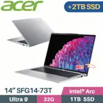 ACER SWIFT GO SFG14-73T-96UZ(CORE ULTRA 9 185H/32G/1TB+2TB/W11/EVO/14)特仕