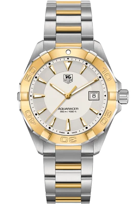 TAG Heuer Aquaracer Quartz Two Tone 18k Yellow Gold Steel Watch WAY1151.BD0912
