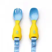 Bibado Attachable Weaning Cutlery Spoon & Fork Set (Ducklings Pool Party)