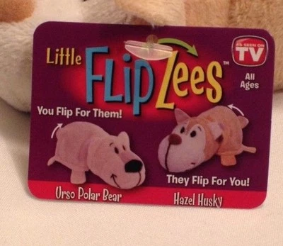 FlipaZoo Little Flipzee 5" Plush As seen on TV Urso Polar Bear/Hazel Husky New