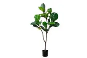 130cm Potted Faux Fiddle Leaf Fig Tree Artificial Plant Flower Green