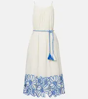[Velvet] Velvet Juliette embroidered cotton midi dress AU 16 white