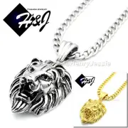18"-40"Stainless Steel 6mm Silver/Gold Plated Cuban Curb Chain Lion Pendant*GP50