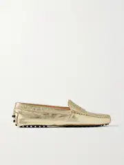[Tod's] Tod's - Gommino Metallic Textured-leather Loafers - Gold - IT40.5 IT 40.5 Gold