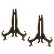 6" Acrylic Plate Stand Holder, 4 Pack Foldable Frame Holder Black Gold