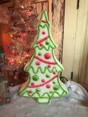 Blow Mold White Christmas Gingerbread Tree Red And Green Union Featherstone 29”