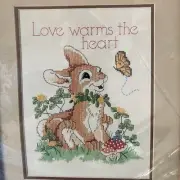 1987 Dimensions 3071 Love Warms The Heart Stamped Cross Stitch Kit
