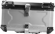 Motorcycle Top Case Helmet Box Carrier Organizer Universal Tail Box Trunk Luggage Storage for Travel Motorbike, 80L Silver
