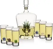 Tequila Decanter Set with Agave Decanter and 6 Agave Shot Glasses, Perfect for Any Bar Or Tequila Party, 25 Ounce Bottle, 3 Ounce Tequila Shot Glasses